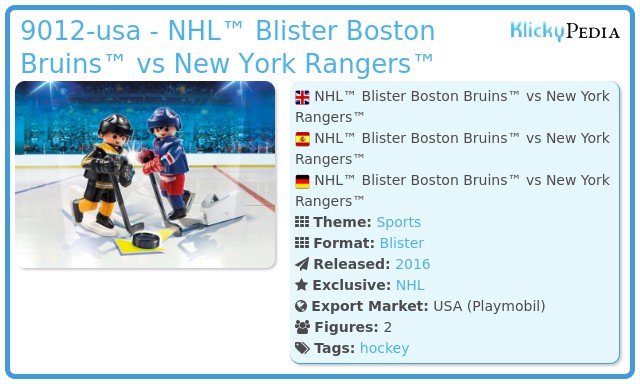 Playmobil 9012-usa - NHL™ Blister Boston Bruins™ vs New York Rangers™
