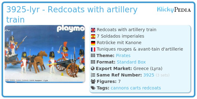 Playmobil 3925-lyr - Redcoats with artillery train