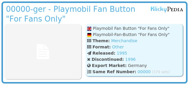Playmobil 00000-ger - Playmobil Fan Button 