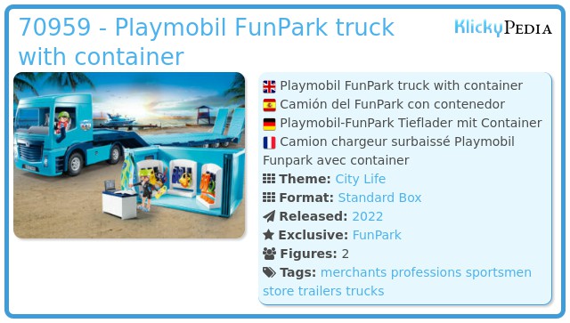Playmobil 70959 - Playmobil FunPark truck with container