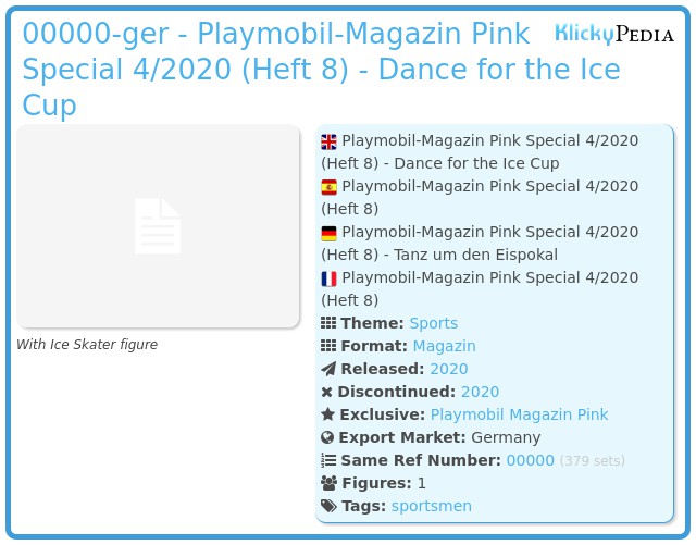 Playmobil 00000-ger - Playmobil Magazin Pink Special 4/2020 (Heft 8) - Dance for the Ice Cup
