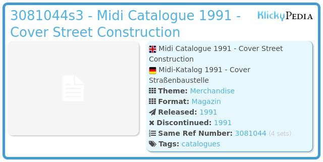 Playmobil 3081044s3 - Midi Catalogue 1991 - Cover Street Construction