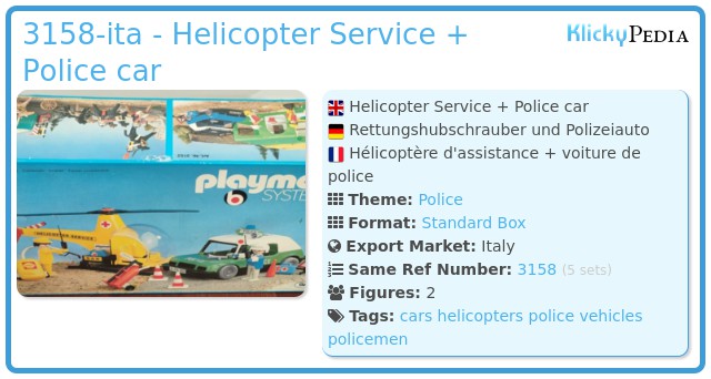 Playmobil 3158-ita - Helicopter Service + Police car