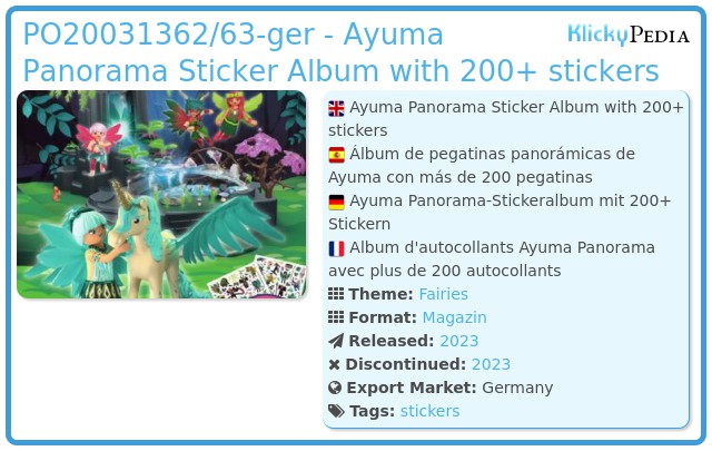 Playmobil PO20031362/63-ger - Ayuma Panorama Sticker Album with 200+ stickers