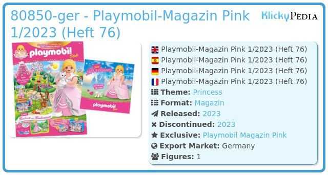 Playmobil 80850-ger - Playmobil-Magazin Pink 1/2023 (Heft 76)