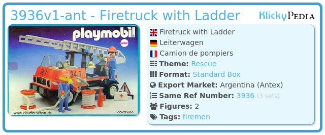 Playmobil 3936v1-ant - Firetruck with Ladder