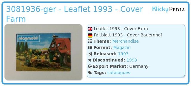 Playmobil 3081936-ger - Leaflet 1993 - Cover Farm