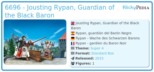 Playmobil 6696 - Jousting Rypan, Guardian of the Black Baron