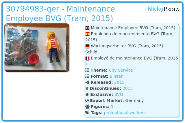Playmobil 0000-ger - Maintenance Employee BVG (Tram, 2015)