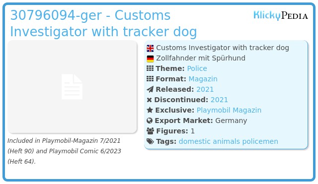 Playmobil 30796094-ger - Customs investigator with tracker dog