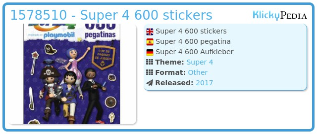 Playmobil 1578510 - Super 4 600 stickers