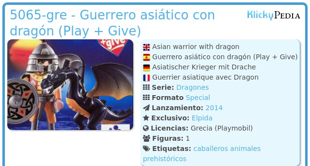 Playmobil 5065-gre - Guerrero asiático con dragón (Play + Give)