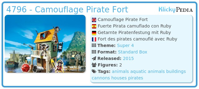 4796 Playmobil super 4-Camouflage Pirate fort avec Ruby 