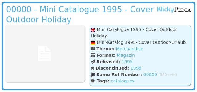 Playmobil 00000 - Mini Catalogue 1995 - Cover Outdoor Holiday