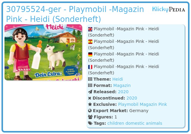Playmobil 30795524-ger - Playmobil -Magazin Pink - Heidi (Sonderheft)