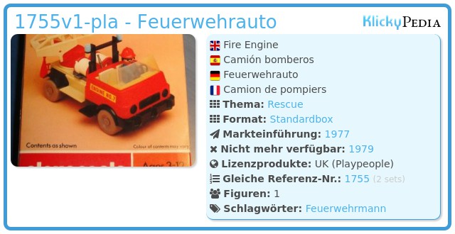 Playmobil 1755v1-pla - Feuerwehrauto
