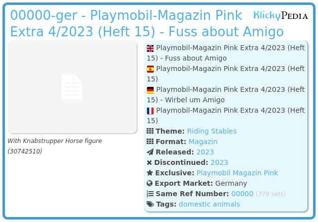 Playmobil 00000-ger - Playmobil-Magazin Pink Extra 4/2023 (Heft 15) - Fuss about Amigo