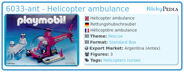 Playmobil 6033-ant - Helicopter ambulance