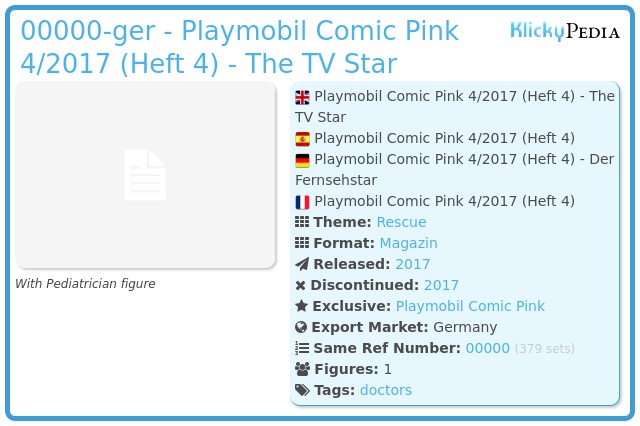 Playmobil 00000-ger - Playmobil Comic Pink 4/2017 (Heft 4) - The TV Star