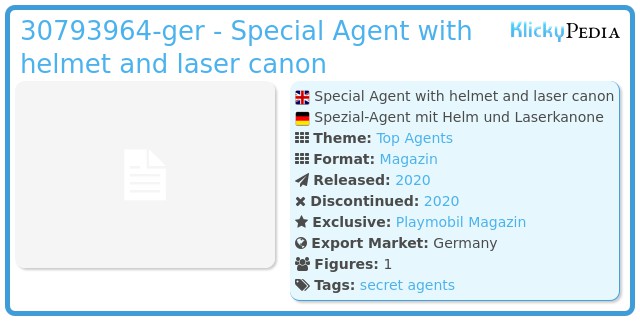 Playmobil 30793964-ger - Special Agent with helmet and laser canon
