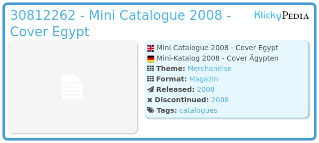 Playmobil 30812262 - Mini Catalogue 2008 - Cover Egypt