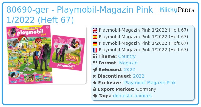 Playmobil 80690-ger - Playmobil-Magazin Pink 1/2022 (Heft 67)