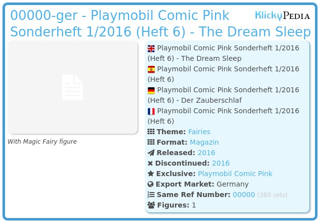 Playmobil 00000-ger - Playmobil Comic Pink Sonderheft 1/2016 (Heft 6) - The Dream Sleep
