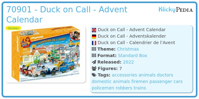 Playmobil 70901 - Duck on Call - Advent Calendar