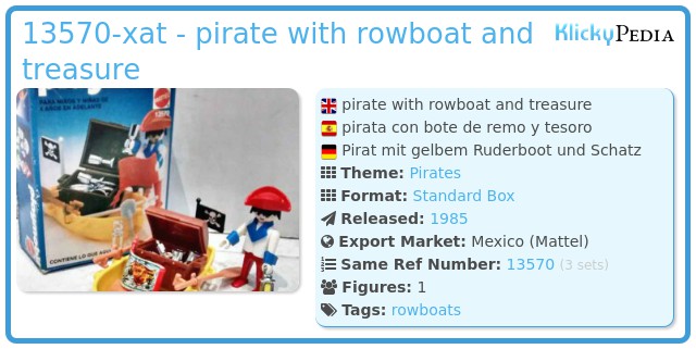 Playmobil 13570-xat - pirate with rowboat and treasure