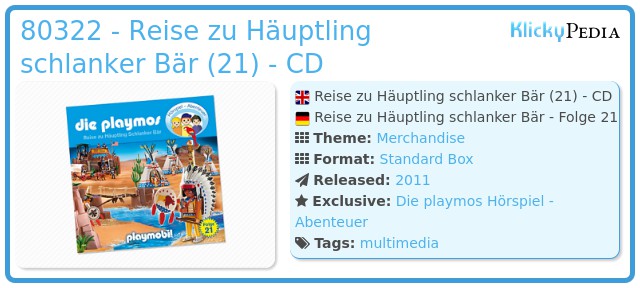 Playmobil 80322 - Reise zu Häuptling schlanker Bär (21) - CD