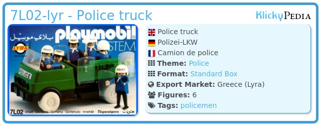 Playmobil 7L02-lyr - Police truck