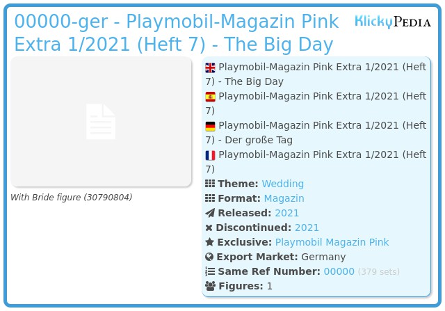 Playmobil 00000-ger - Playmobil-Magazin Pink Extra 1/2021 (Heft 7) - The Big Day