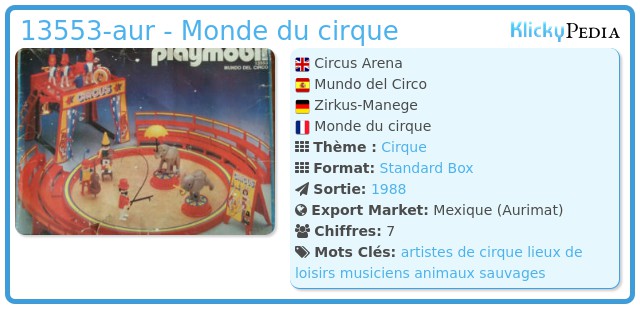 Playmobil 13553-aur - Monde du cirque