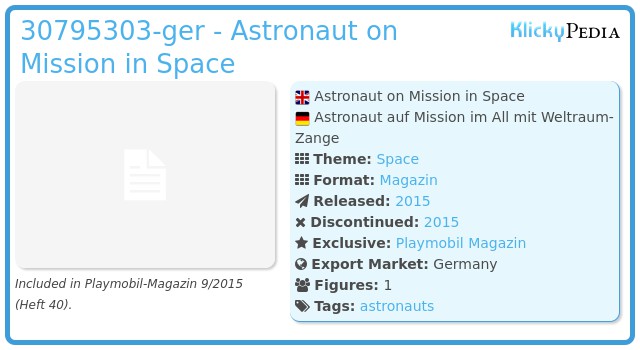 Playmobil 30795303-ger - Astronaut on Mission in Space