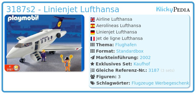 Playmobil 3187s2 - Linienjet Lufthansa