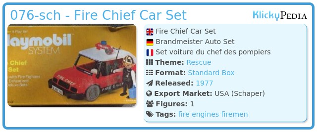 Playmobil 076-sch - Fire Chief Car Set