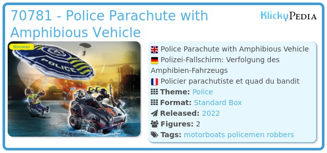 Playmobil 70781 - Police Parachute with Amphibious Vehicle