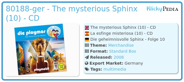 Playmobil 80188-ger - The mysterious Sphinx (10) - CD