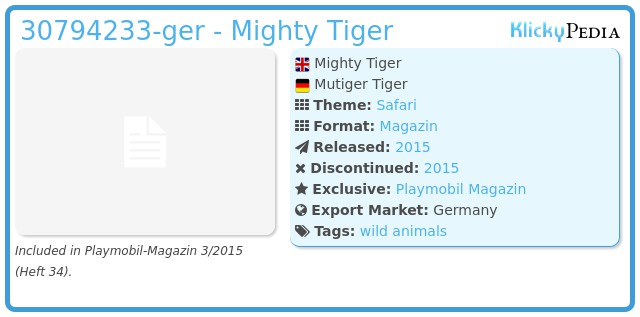 Playmobil 30794233-ger - Mighty Tiger