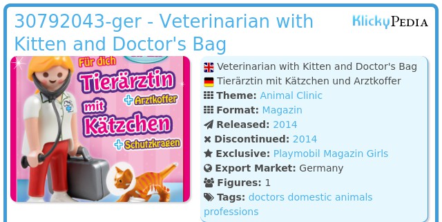 Playmobil 30792043-ger - Veterinarian with Kitten and Doctor's Bag