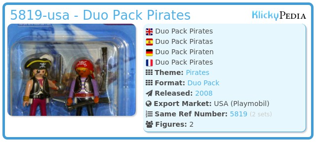 Pirates PLAYMOBIL 5819 Duo Pack Figures Accessories Pcs Retired for sale online 
