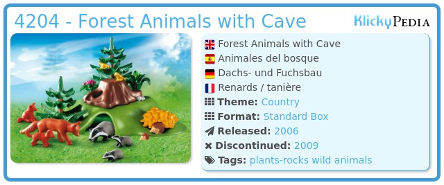 Playmobil 4204 - Forest Animals with Cave