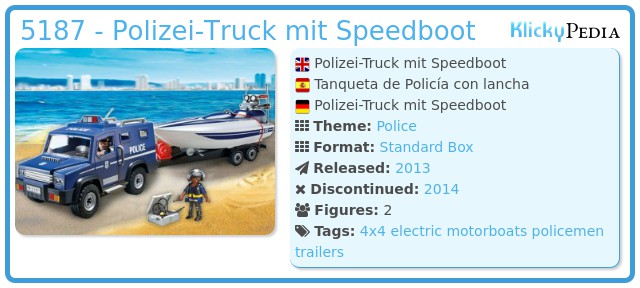 Playmobil 5187 - Polizei-Truck mit Speedboot