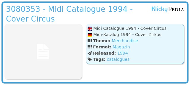 Playmobil 3080353 - Midi Catalogue 1994 - Cover Circus
