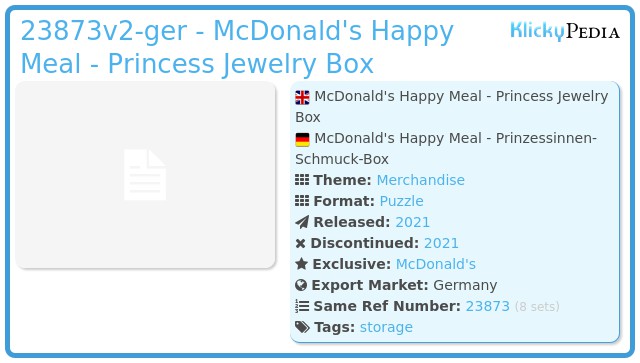 Playmobil 23873v2-ger - McDonald's Happy Meal - Princess Jewelry Box