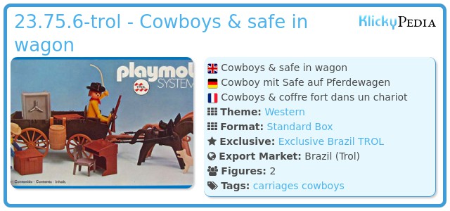 Playmobil 23.75.6-trol - Cowboys & safe in wagon