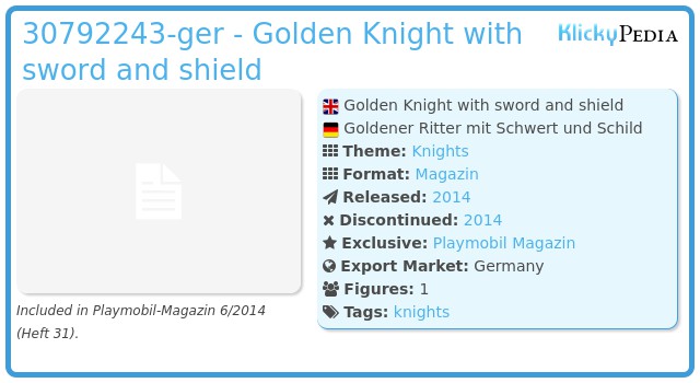 Playmobil 30792243-ger - Golden Knight with sword and shield