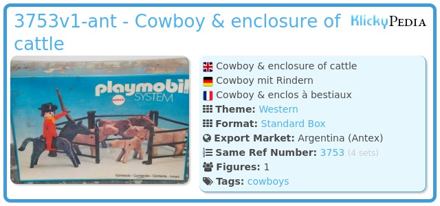 Playmobil 3753v1-ant - Cowboy & enclosure of cattle