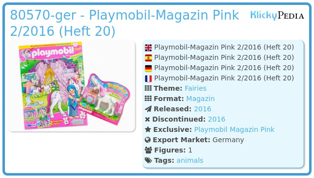 Playmobil 80570-ger - Playmobil-Magazin Pink 2/2016 (Heft 20)