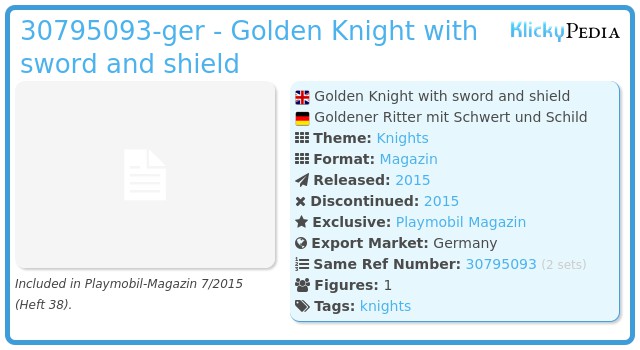 Playmobil 30795093-ger - Golden Knight with sword and shield